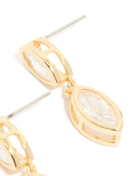 Gold Plated Cubic Zirconia Double Oval Bezel Drop Earrings - link has visual effect only