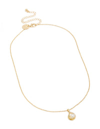 Gold Plated Cubic Zirconia Teardrop Pendant Necklace - link has visual effect only