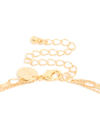 Gold Plated Cubic Zirconia Bezel Triple Layered Chain Necklace - link has visual effect only