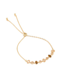 Gold Plated Cubic Zirconia Oval & Round Stone Bracelet - link has visual effect only