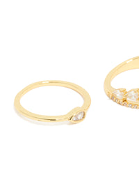 Gold Plated Cubic Zirconia Teardrop & Band Rings 3-Pack - link has visual effect only