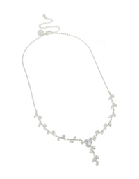Silver Plated Cubic Zirconia Dainty Vine Spaced Necklace - link has visual effect only
