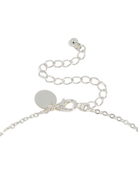 Featuring silver plated pink and blue cubic zirconia mixed oval necklace clasp detail view - link has visual effect only