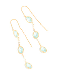 Gold Plated Aqua Cubic Zirconia Thread Through Earrings - link has visual effect only