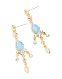 Gold Plated Blue Cubic Zirconia Drop Detail Earrings - link has visual effect only