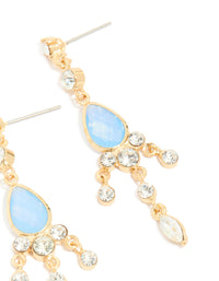 Gold Plated Blue Cubic Zirconia Drop Detail Earrings - link has visual effect only