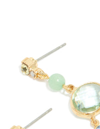 Gold Plated Green & Blue Cubic Zirconia Drop Earrings - link has visual effect only