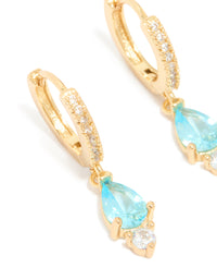 Gold Plated Plated Blue Cubic Zirconia Huggie Earrings - link has visual effect only