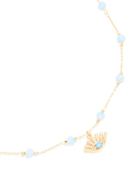Gold Plated Blue Beaded & Evil Eye Pendant Necklace - link has visual effect only