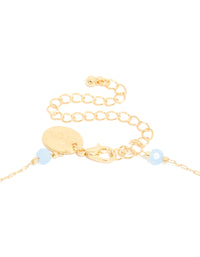 Gold Plated Blue Beaded & Evil Eye Pendant Necklace - link has visual effect only