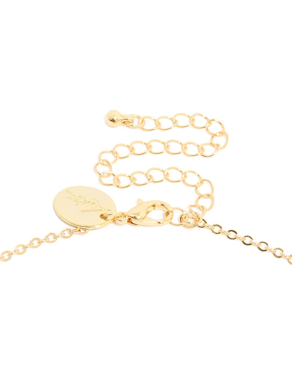 Gold Plated Light & Dark Blue Cubic Zirconia Circle Pendants Necklace