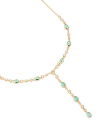 Gold Plated  Blue Cubic Zirconia Alternating Oval Y-Necklace - link has visual effect only
