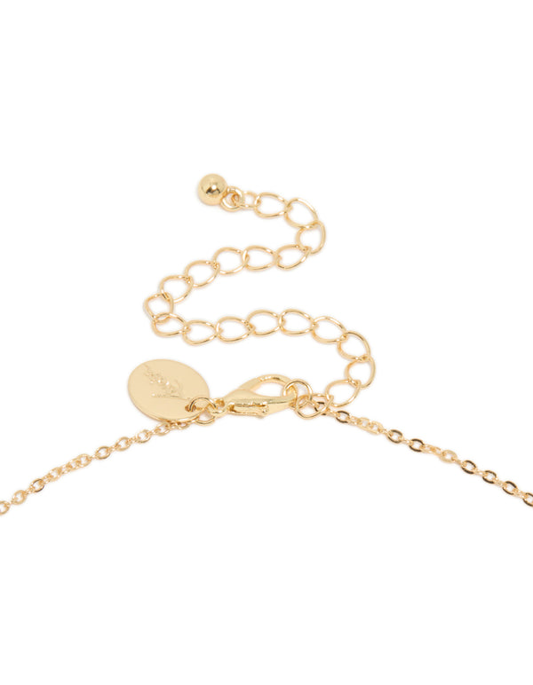 Gold Plated  Blue Cubic Zirconia Alternating Oval Y-Necklace