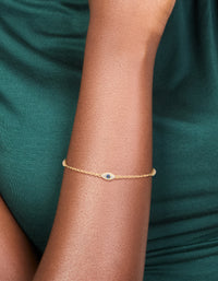 Gold Plated Cubic Zirconia Evil Eye Trio Bracelet - link has visual effect only