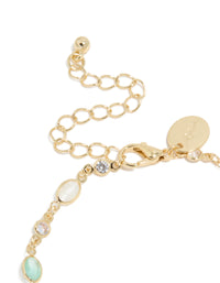 Gold Plated Clear & Blue Cubic Zirconia Oval Bracelet - link has visual effect only