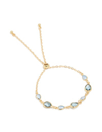 Gold Plated Deep Blue Cubic Zirconias  Large Toggle Bracelet - link has visual effect only