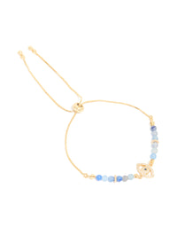 Gold Plated Blue Cubic Zirconia Evil Eye & Blue Beaded Toggle Bracelet - link has visual effect only