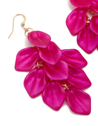Fuchsia Pink Coated Metal Petal Drop Earrings - link has visual effect only