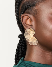 Gold Small Wire Petal Stud Earrings - link has visual effect only