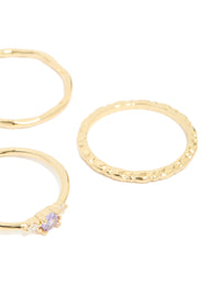 Gold Plated Aqua Cubic Zirconia Rings 5-Pack - link has visual effect only
