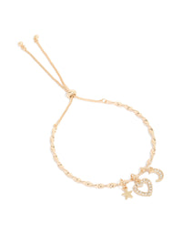 Gold Twisted Chain Celestial Charm Toggle Bracelet - link has visual effect only