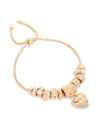 Gold Heart & Pearl Charm Toggle Bracelet - link has visual effect only