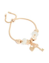 Gold Key & Lock Charm Toggle Bracelet - link has visual effect only