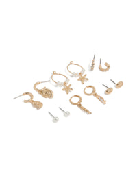 Gold Sea Life Huggie Earrings 6-Pack - link has visual effect only