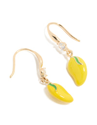 Gold Lemon Cubic Zirconia Hook  Earrings - link has visual effect only