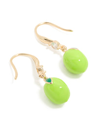 Gold Lime Cubic Zirconia Hook  Earrings - link has visual effect only