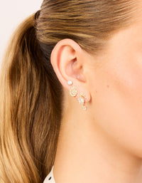 Gold Diamante & Seahorse Stud Earrings 3-Pack - link has visual effect only