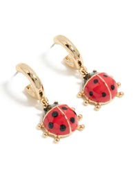 Gold Ladybug Huggie Earrings - link has visual effect only