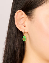 Gold Diamante Avocado Huggie Earrings - link has visual effect only