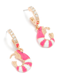 Gold Diamante Shrimp Open Huggie Earrings - link has visual effect only
