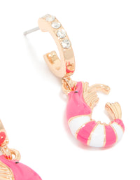 Gold Diamante Shrimp Open Huggie Earrings - link has visual effect only