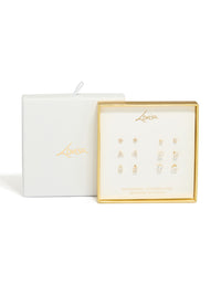Waterproof Gold Plated Stainless Steel Cubic Zirconia Stud Earrings 6-Pack - link has visual effect only