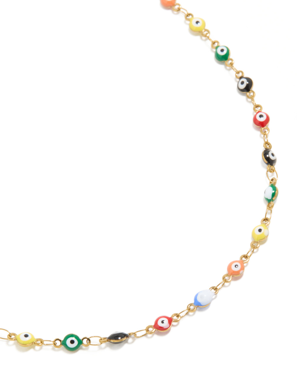 Waterproof Gold Plated Stainless Steel Multicoloured  Evil Eye Charms Necklace