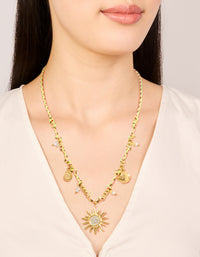 Waterproof Gold Plated Stainless Steel Diamante Multicoloured Cord Charm Necklace - link has visual effect only