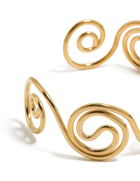 Waterproof Gold Plated Stainless Steel Swirl Bendy Wrist Cuff - link has visual effect only