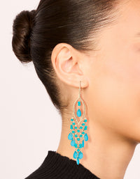Gold Blue Beaded Oval Fish Hook Drop Earrings - link has visual effect only