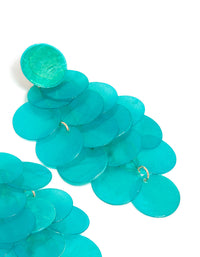 Crafted with aqua blue shell effect drop earrings featuring ocean-inspired statement turquoise post detail view - link has visual effect only