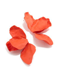 Orange Coated Metal Flower Petal Drop Earrings - link has visual effect only