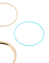 Designed enamel statement chunky bangles in gold turquoise and aqua closure detail view - link has visual effect only