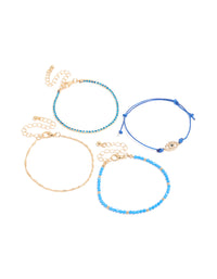 Discover this beaded bracelets 4-pack featuring evil-eye accents, crafted from cord in gold front view - link has visual effect only