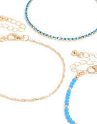 Explore the beaded bracelets 4-pack with evil-eye accents, crafted from cord in gold close up view - link has visual effect only