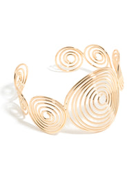 Discover this gold multi swirl arm cuff bangle with statement styling front view - link has visual effect only