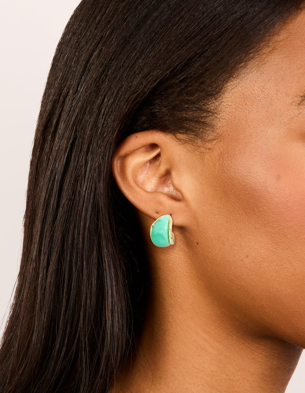 Gold Light Pink & Blue Enamel Bubble Hoop Earrings 3-Pack