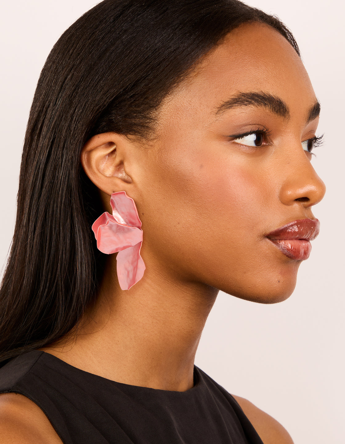 Light Pink Coated Metal  Flower Petal Drop Earrings