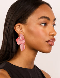 Light Pink Coated Metal  Flower Petal Drop Earrings - link has visual effect only