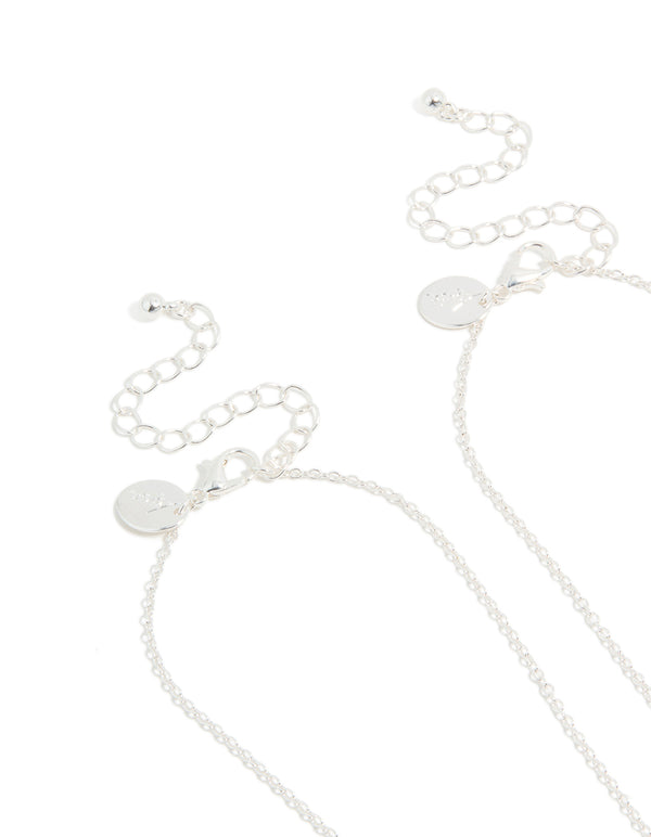 Browse kids mood diamante BFF heart necklaces in a 2-pack featuring script detailing, crafted from plated material, in clasp detail view
